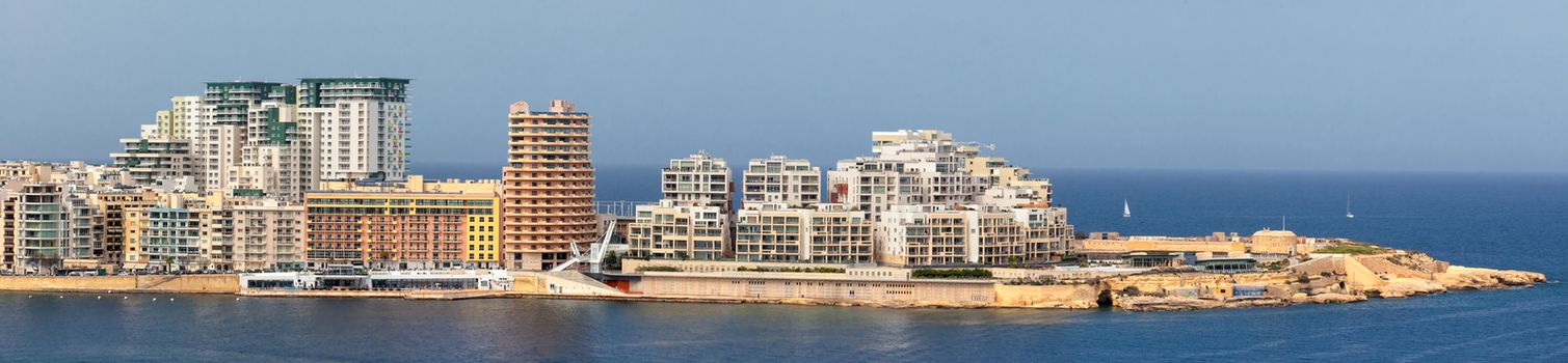 The modern skyline at Tigne Point in Sliema, Malta.