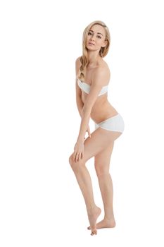 attractive slim woman body healthy isolated legs wellness beauty