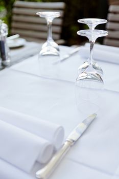 table in restaurant tableware glass banquet summer napkin silver white