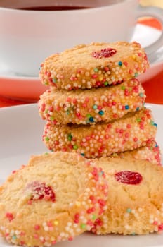 French multi-colored biscuits. Paris. France.