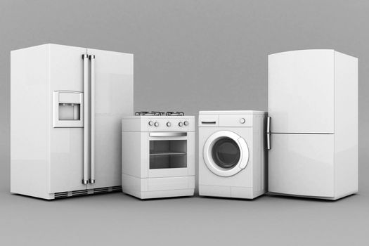 picture of household appliances on a gray background