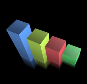 A conceptual 3d graph illustration on a plain background