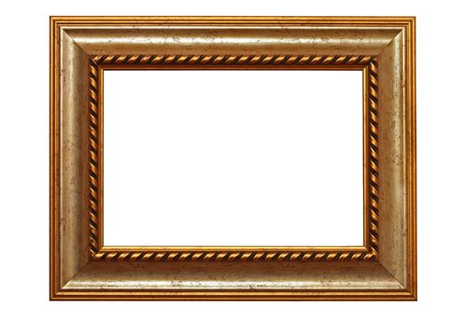 beautiful ancient carved in wood frame isolated over white background