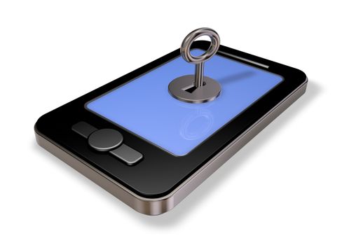 smartphone with leyhole on white background - 3d illustration