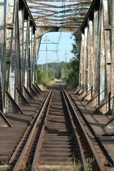 Old railway viaduct in Piechowice city in Poland