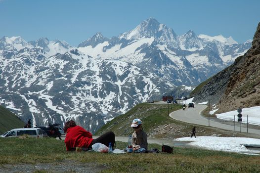 Rest place somewhere high in Alps in Switzerland