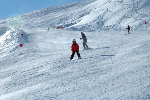 6 year old girl skiing in Livigno Italy