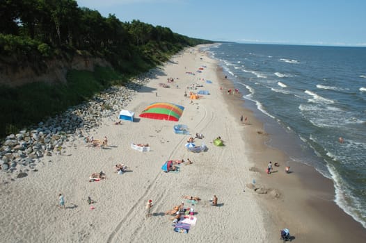 Beach in Trzesacz in Poland. Baltic sea.