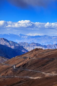 Road in Himalayas near Tanglang la Pass  - Himalayan mountain pass on the Leh-Manali highway. Ladakh, India