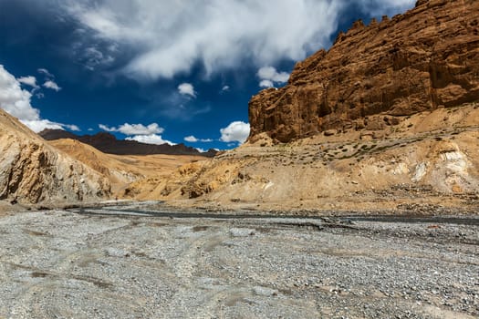 Himalayan landscape in Hiamalayas near Baralacha La pass. Himachal Pradesh, India