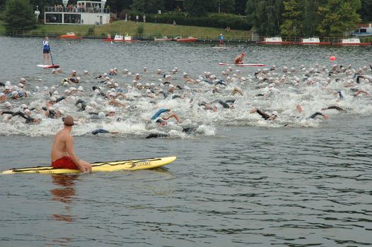 Triathlon swimming on Malta in Poznan Poland (04.08.2013)