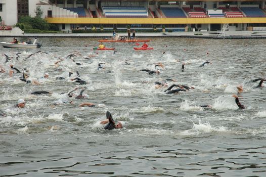 Triathlon swimming on Malta in Poznan Poland (04.08.2013)