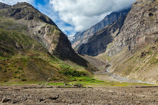 HImalayas mountains and Himalayan landscape in Lahaul valley, India