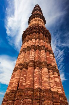 Qutub Minar - the tallest minaret in India, UNESCO World Heritage Site. Qutub Complex, Delhi, India