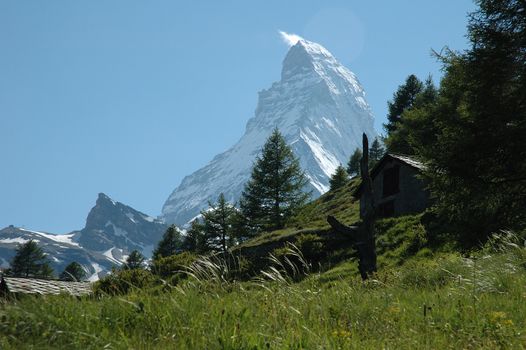 Matterhorn peak in Alps in Switzerland