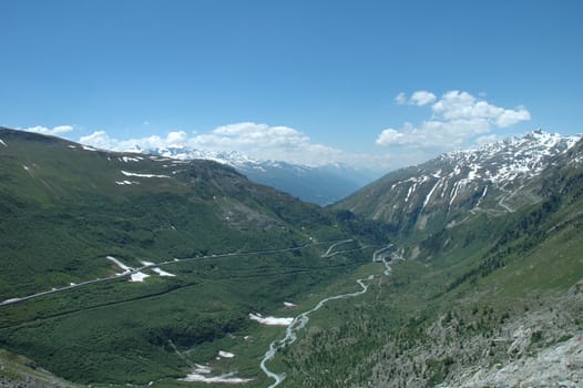 Valley somewhere in Alps in Switzerland
