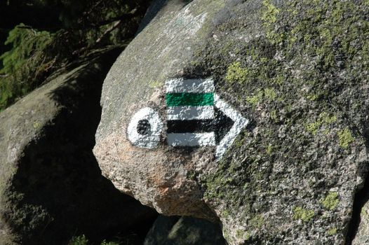 Trail signs in Karkonosze mountains in Poland