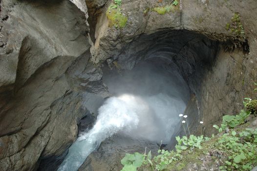 Underground waterfall Trummelbach nearbay Lauterbrunnen in Switzerland