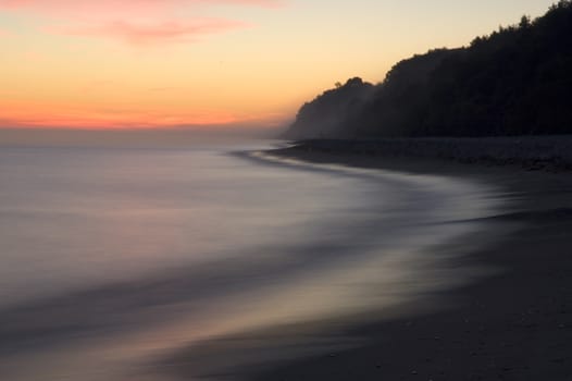 Baltic sea in poland just before sunrise