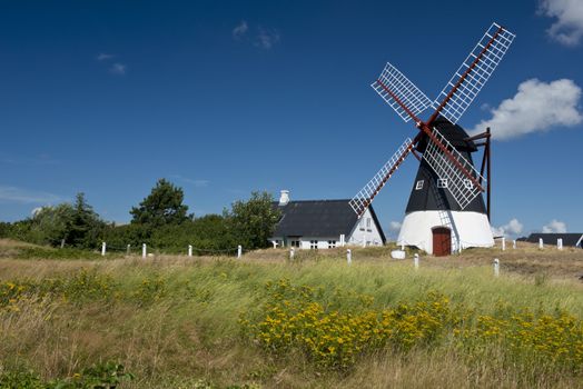 Windmill on the island of Mando, in the Wadden Sea Park of Denmark