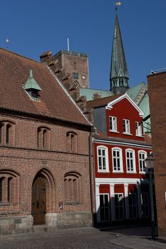 Street of Ribe, medieval town, ancient capital of Denmark