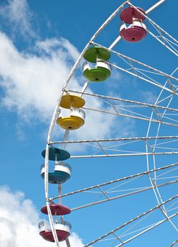 close-up of a ferris wheel at a carnival
