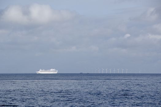 Cruise ship on the Baltic Sea close to Copenhagen, Denmark