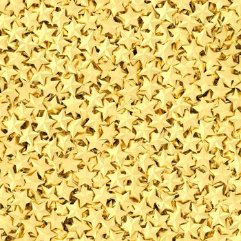 Background composed of many golden stars. High resolution 3D image