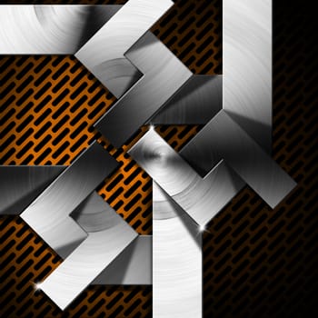 Metallic, orange and black futuristic template background with geometrical forms
