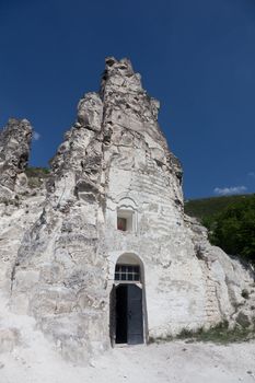 Cave temple in Divnogorsky Sacred Uspenskom a man's monastery against the sky