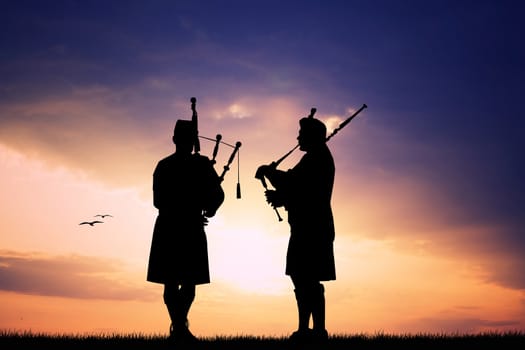 Pipers at sunset