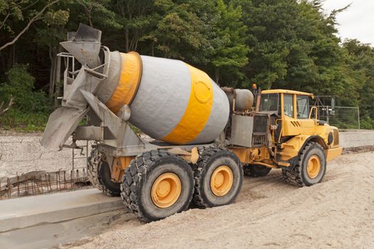 Heavy Yellow Concrete Truck 