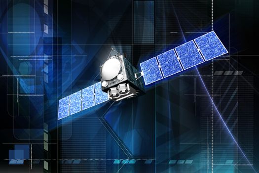 Digital illustration of satelite in color background