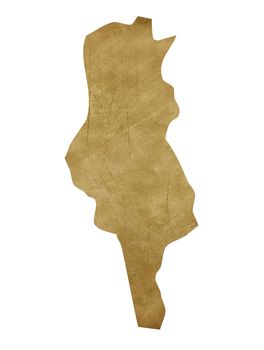 Tunisia grunge map in treasure style isolated on white background.