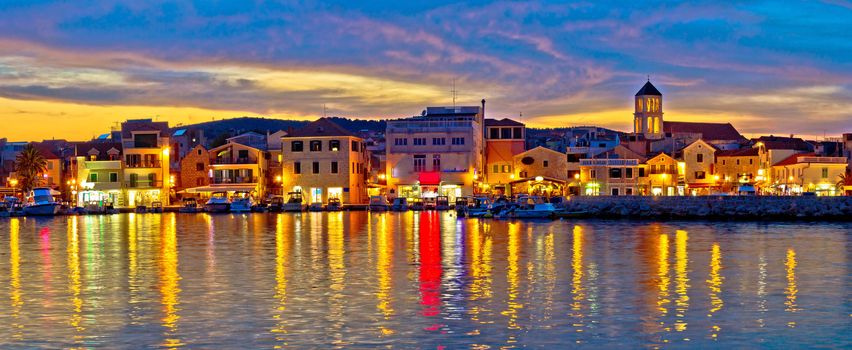 Colorful evening in Town of Vodice, Dalmatia, Croatia, panoramic view