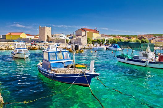 Adriatic Town of Razanac colorful waterfront, Dalmatia, Croatia