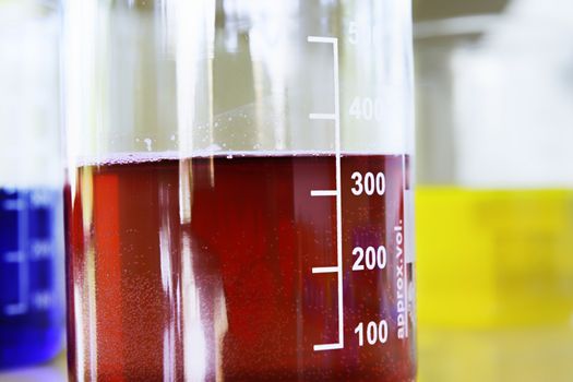 Various measuring glasses in the chemistry lab