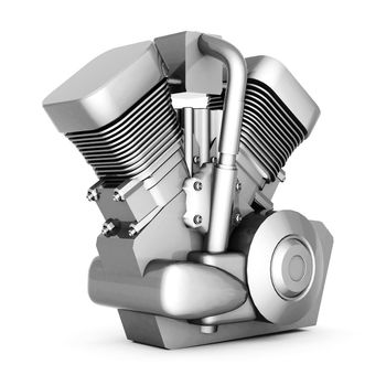 chromed motorcycle engine on a white background