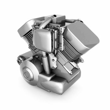 chromed motorcycle engine on a white background