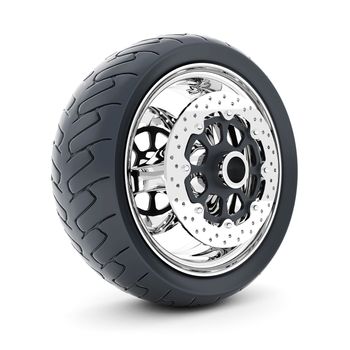 Black sports wheel on a white background