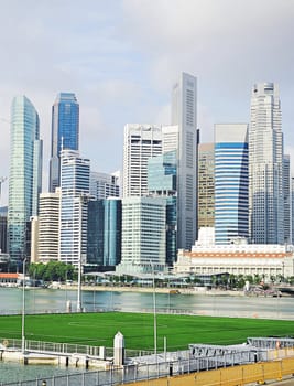  Marina Bay Floating Platform and Singapore downtown in the morning