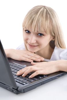 young girl with laptop