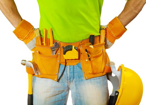 view on tools in contractors belt