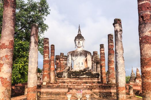 Buddha statue in wat mahathat, sukhothai province, thailand