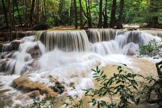 Huay mae khamin waterfalls in kanchanaburi province, thailand