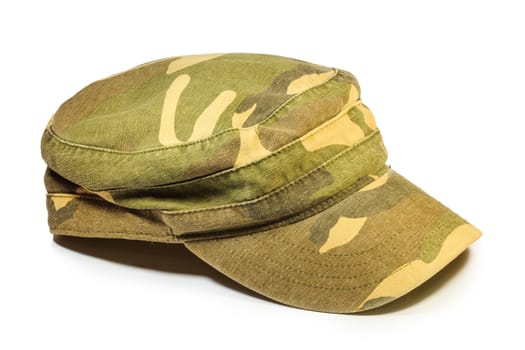 Camouflage cap isolated on white background