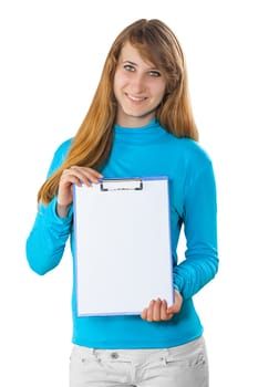 a young girl with clipboard