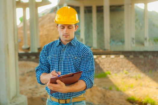 a young worker with clipboard