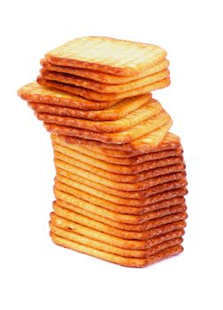 Stack of Crispy Crackers isolated on white background