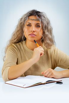 beautyful young female thinking